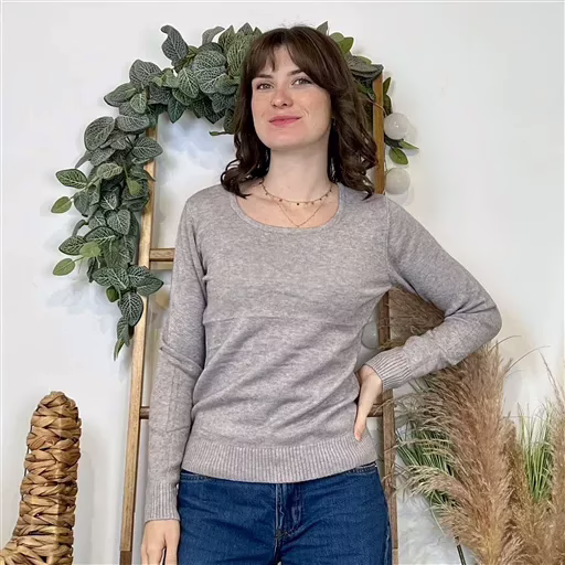 Y374- Pull Épais sans laine «Voggo» (T36-T48) (gris) – Image 3
