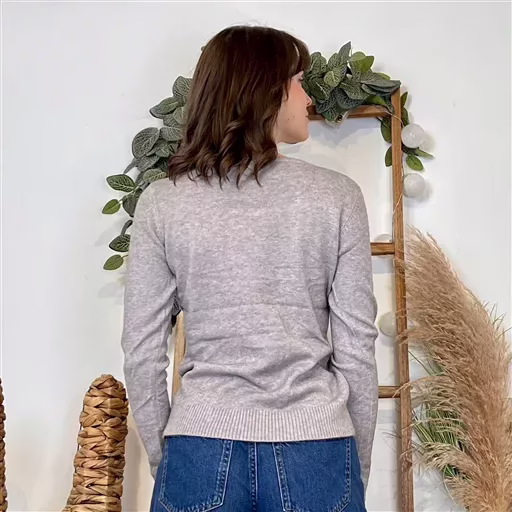 Y374- Pull Épais sans laine «Voggo» (T36-T48) (gris) – Image 5