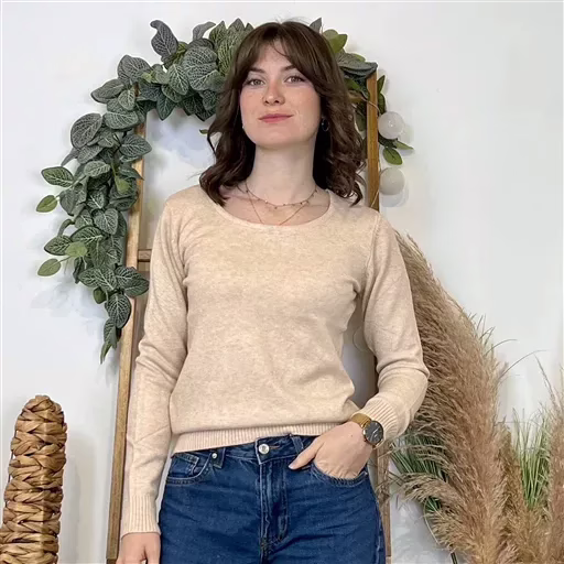 Y374- Pull Épais sans laine «Voggo» (T36-T48) (beige) – Image 3