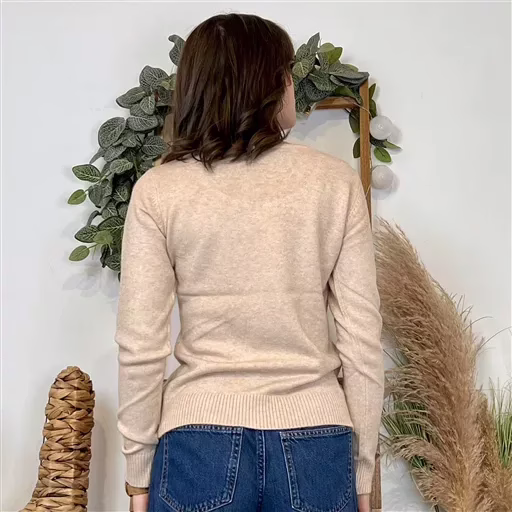 Y374- Pull Épais sans laine «Voggo» (T36-T48) (beige) – Image 5