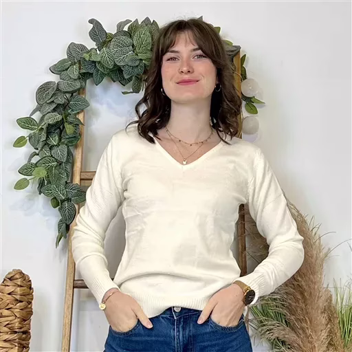 Y370- Pull Épais sans laine «Voggo» (T36-T48) (ecru) – Image 2