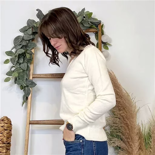 Y370- Pull Épais sans laine «Voggo» (T36-T48) (ecru) – Image 3