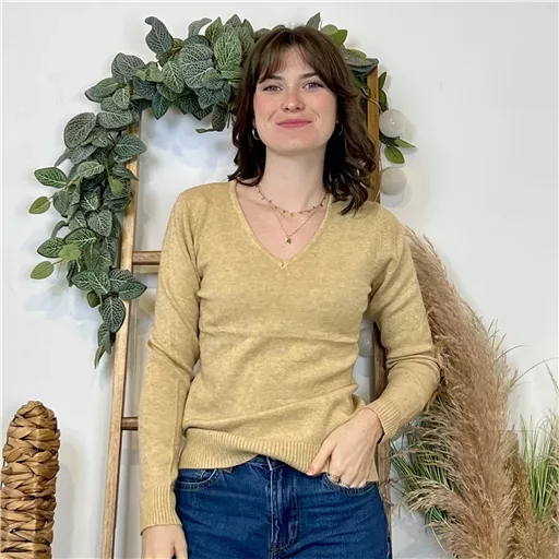 Y370- Pull Épais sans laine «Voggo» (T36-T48) (taupe) – Image 2