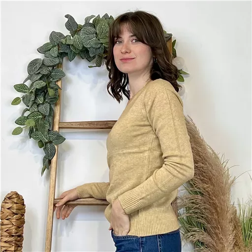 Y370- Pull Épais sans laine «Voggo» (T36-T48) (taupe) – Image 3