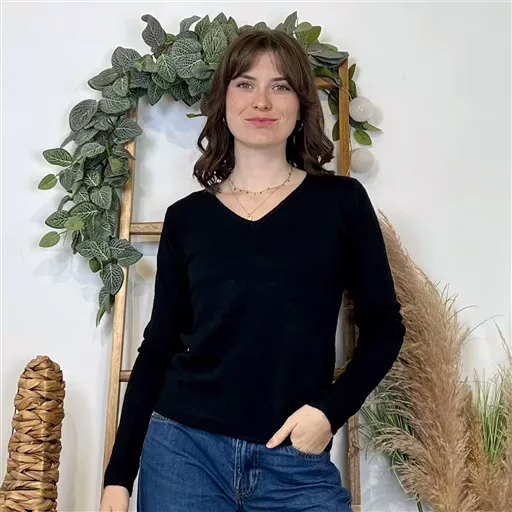 Y370- Pull Épais sans laine «Voggo» (T36-T48) (noir) – Image 2