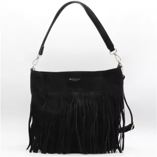 Sac à franges Flora & Co – Aspect daim (noir)