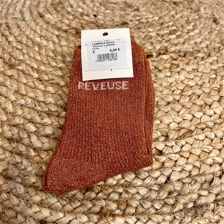 Chaussettes paillettes « Rêveuse » (rouille)