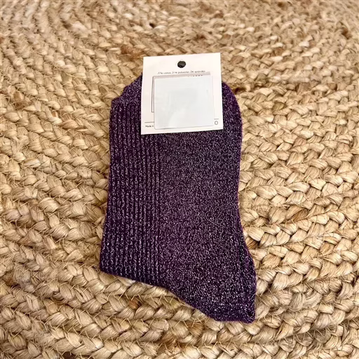 V311- Chaussettes paillettes « Rêveuse » (violet) – Image 3