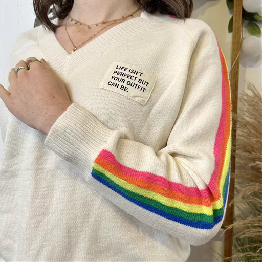 I866- Pull « Life is not perfect… (beige) – Image 4