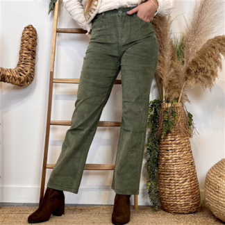 Jean Wide Leg « Velours » Voggo (T36-T42) (kaki)