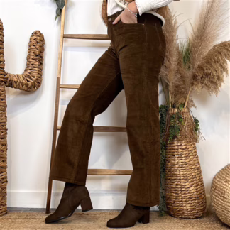 Jean Wide Leg « Velours » Voggo (T36-T42) (marron)