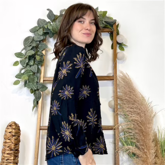 Chemisier brodé noir Maëlle (noir)