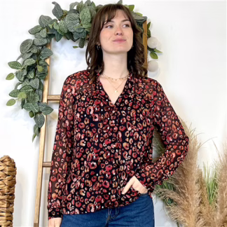 Chemisier voilage Maëlle (T36-T38) (bordeaux)