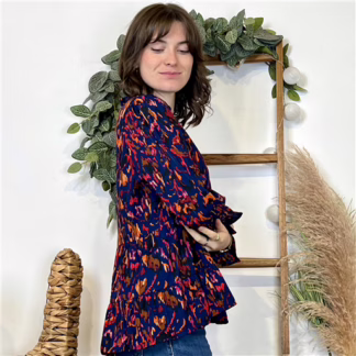 Blouse By One imprimé marbré (marine)