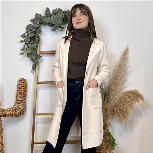 J947 - Manteau en maille (ecru) – Image 2