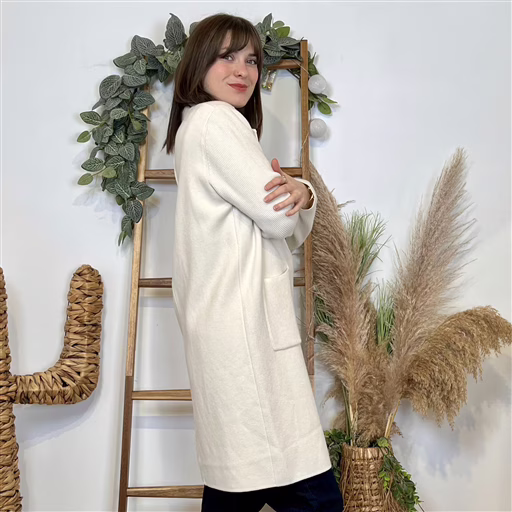 J947 - Manteau en maille (ecru) – Image 3