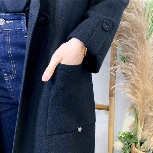 J945 - Manteau en maille (TU) (noir) – Image 5