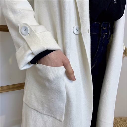 J945 - Manteau en maille (TU) (ecru) – Image 5