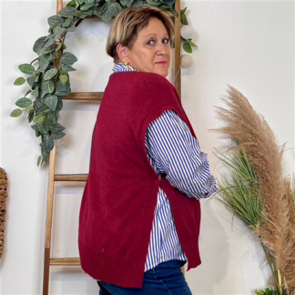 Pull sans manches (Tu) (bordeaux)