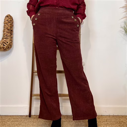L754 – Pantalon Velours (T36-T40) (bordeaux) – Image 2