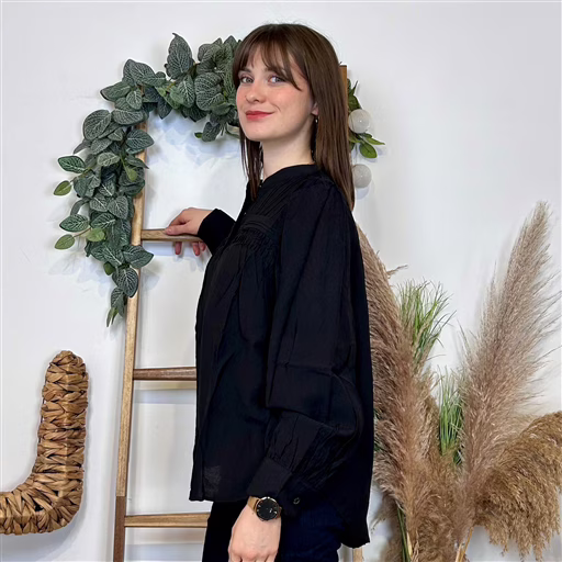 J876 - Chemise unie (T36-T40) (noir) – Image 3