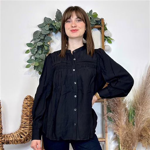 J876 - Chemise unie (T36-T40) (noir) – Image 2