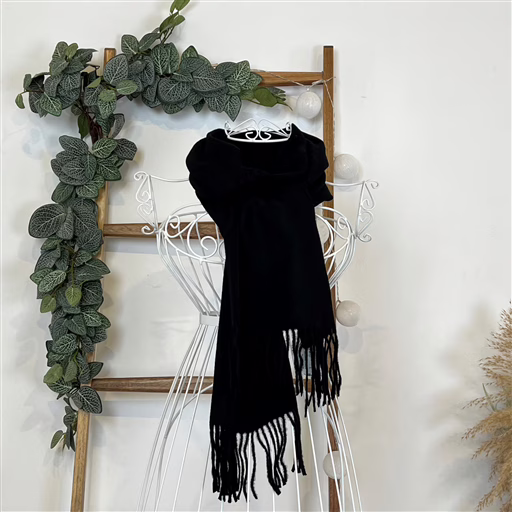 Y539- Echarpe Mixte Laine Cachemire (noir) – Image 3
