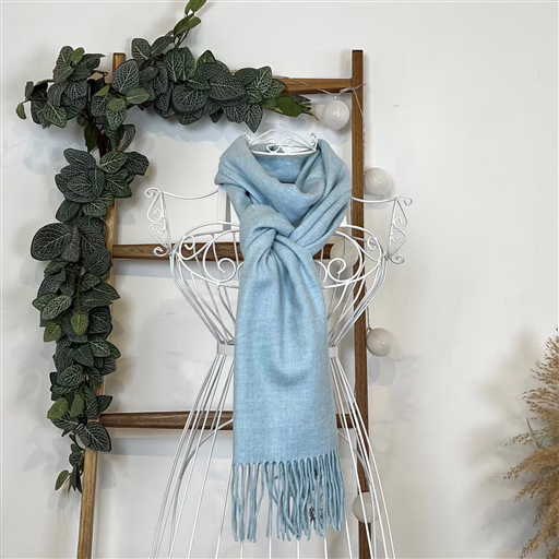 Y539- Echarpe Mixte Laine Cachemire (bleu ciel) – Image 3