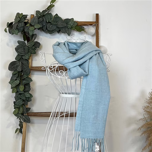 Y539- Echarpe Mixte Laine Cachemire (bleu ciel) – Image 2
