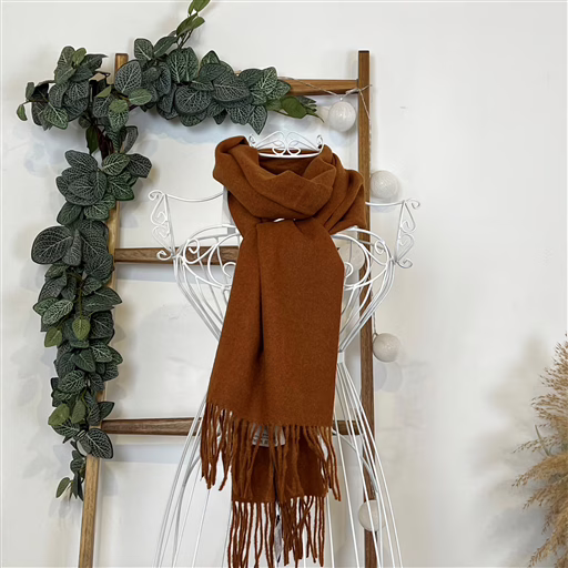 Y539- Echarpe Mixte Laine Cachemire (marron) – Image 4