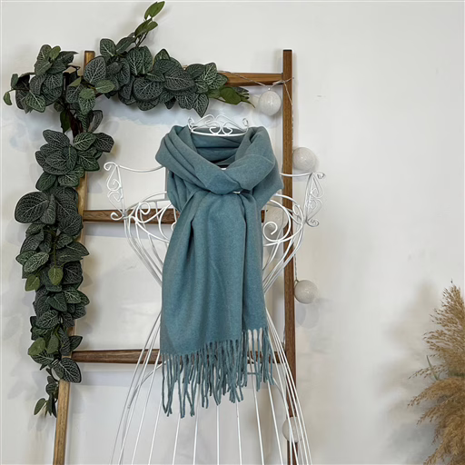 Y539- Echarpe Mixte Laine Cachemire (bleu) – Image 3