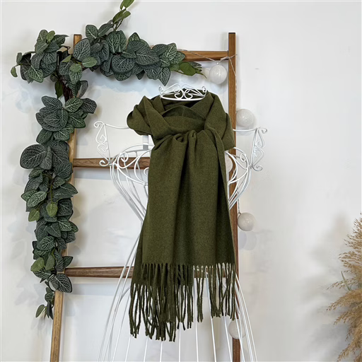 Y539- Echarpe Mixte Laine Cachemire (kaki) – Image 4