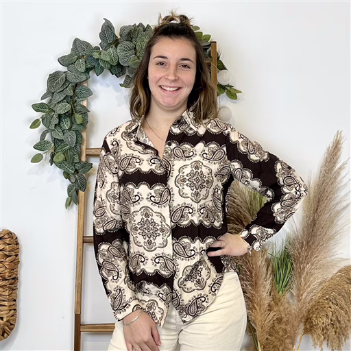 J959 - Chemise ByOne bandana (T36-T40) (marron) – Image 3