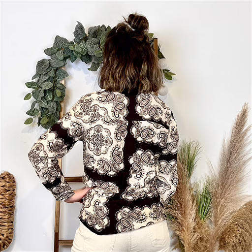 J959 - Chemise ByOne bandana (T36-T40) (marron) – Image 4