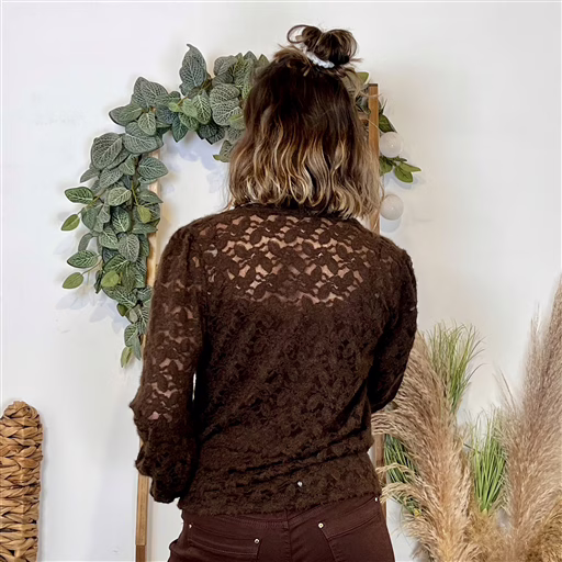 J870 - Chemisier dentelle (T36-T40) (marron) – Image 4