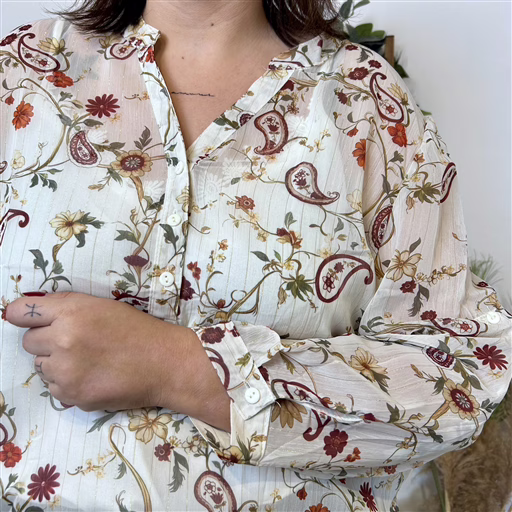 J855 - Blouse imprimé floral (T44-T52) (ecru) – Image 6