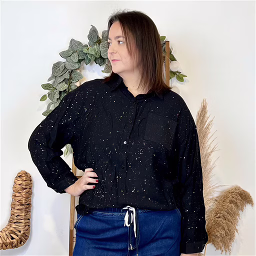 K950 - Chemise pailletée (T44-T52) (noir) – Image 2