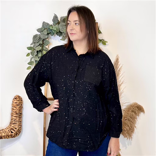 K950 - Chemise pailletée (T44-T52) (noir) – Image 3