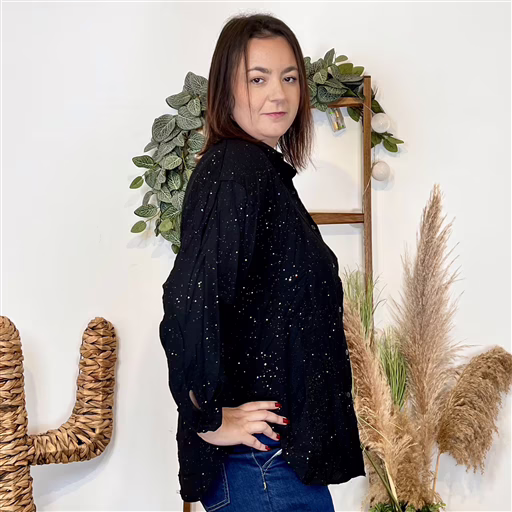 K950 - Chemise pailletée (T44-T52) (noir) – Image 4