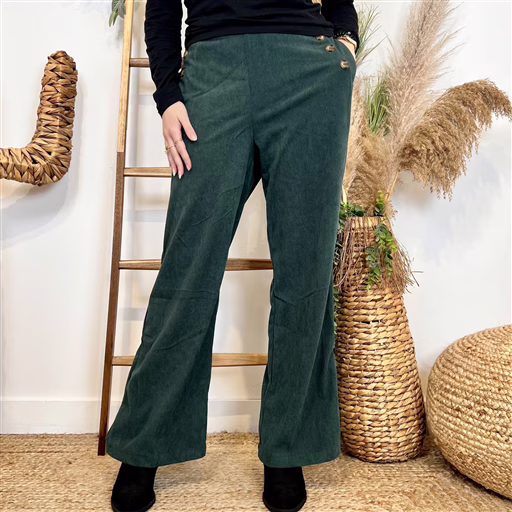 L754 – Pantalon Velours (T36-T40) (vert sapin) – Image 2