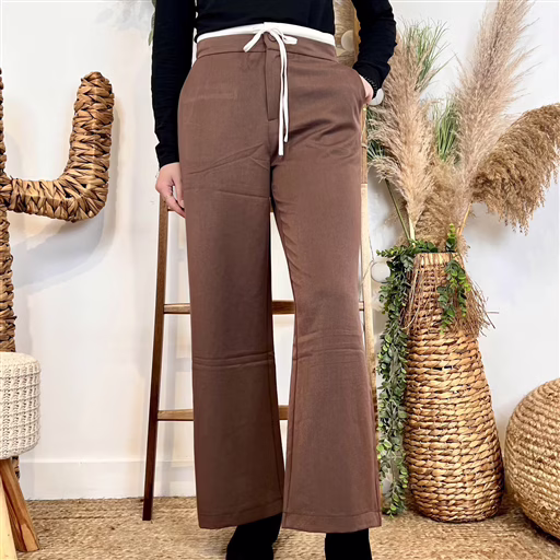 M800 - Pantalon avec bande blanche (T36-T40) (marron) – Image 2