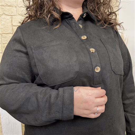 J855 - Robe en suédine (T40-T48) (noir) – Image 4