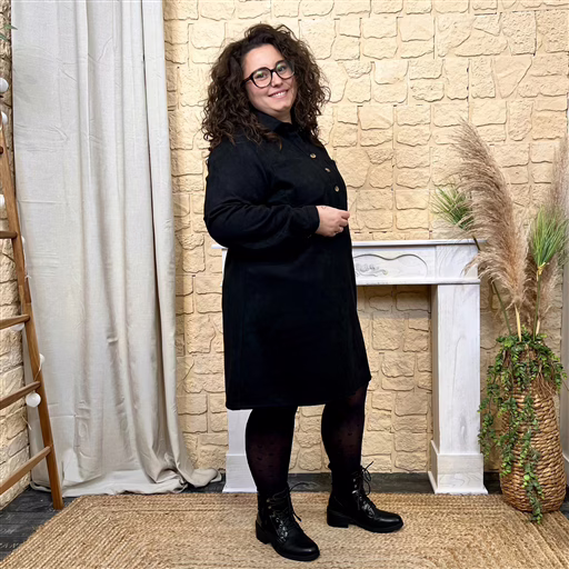 J855 - Robe en suédine (T40-T48) (noir) – Image 2