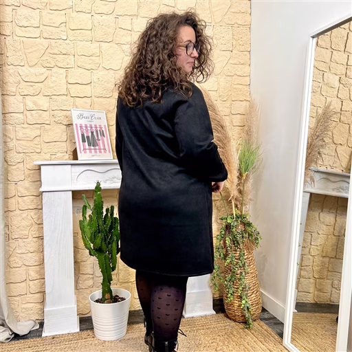 J855 - Robe en suédine (T40-T48) (noir) – Image 3