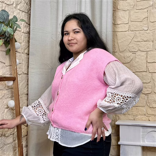 I800 - Gilet maille sans manches (TU) (rose) – Image 2