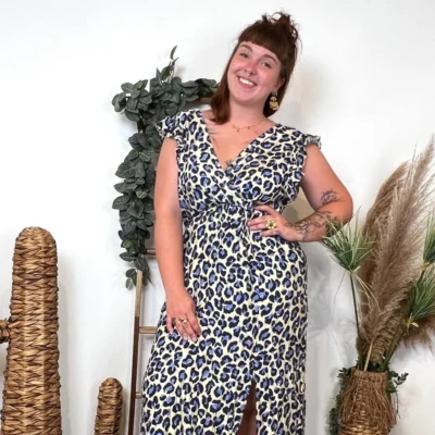 K904- Robe Marbrée "By One" Léopard (T40-T48) - bleu-indigo - 48