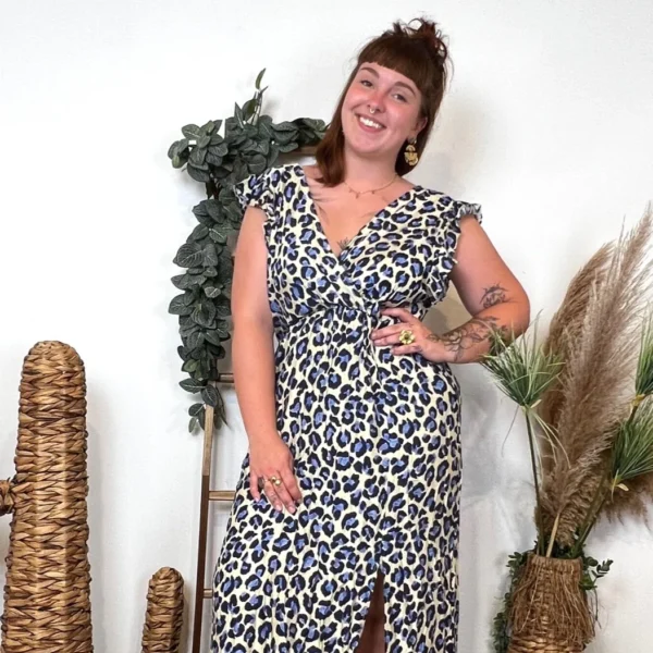 K904- Robe Marbrée "By One" Léopard (T40-T48) - bleu-indigo - 48