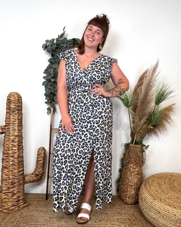 K904- Robe Marbrée "By One" Léopard (T40-T48) - bleu-indigo - 48