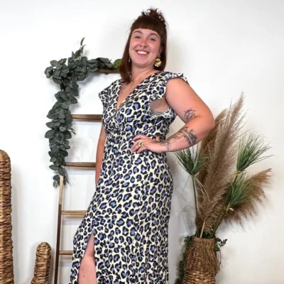 K904- Robe Marbrée "By One" Léopard (T40-T48) - bleu-indigo - 48