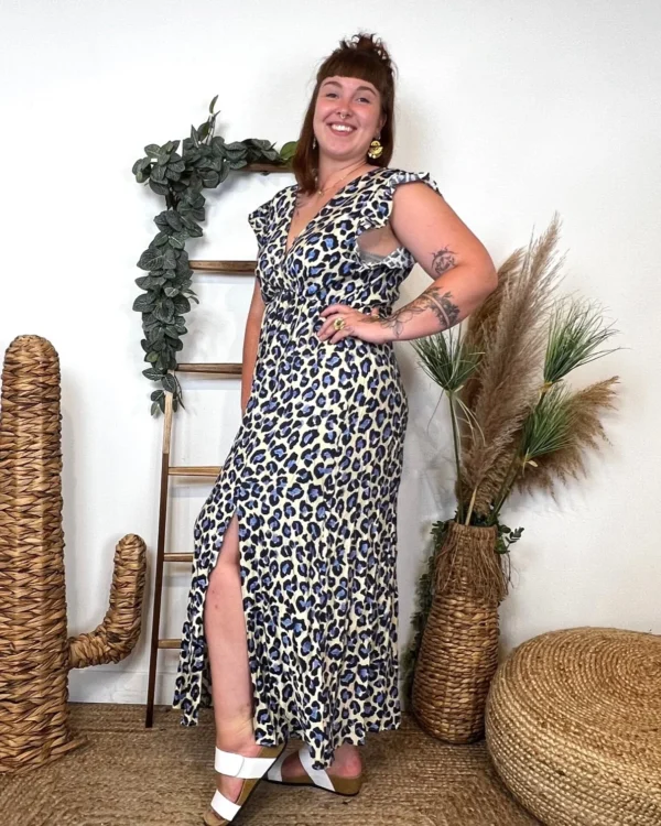 K904- Robe Marbrée "By One" Léopard (T40-T48) - bleu-indigo - 48